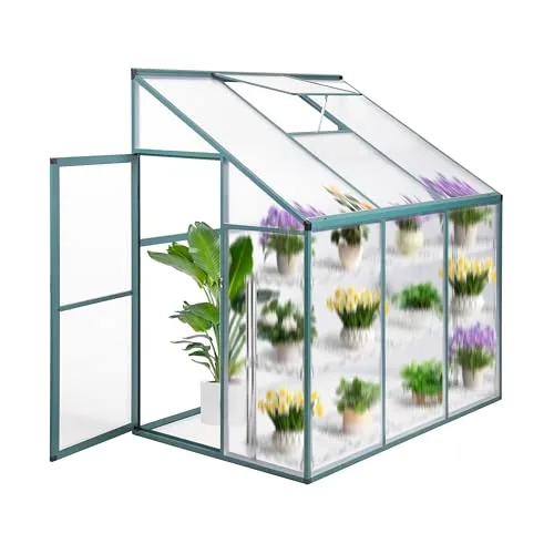 Aluminium Gewächshaus Beistell Tomatengewächshaus klein Dreitürig Treibhaus Ohne Rückwand 182x122X195 cm grün – Bild 9