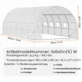 VEVOR Folien-Gewächshaus, 590 x 295 x 198 cm, Tomatengewächshaus, Treibhaus mit verzinktem Stahlrahmen, grüner PE-Abdeckung, aufrollbarer Reißverschlusstür und 12 Fenstern für den Außenbereich, Weiß - Thumbnail 7