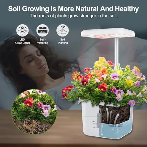 Indoor-Garten Kleines intelligentes Boden-Gartenbau System mit 17-Watt-LED-Wachstumslampe, Automatischer Timer, Selbstbewässernder Pflanztopf, Geschenkideen für Mütter und Frauen(Ohne Samen & Erde) – Bild 5
