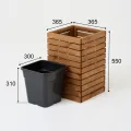 Pflanzkübel Holz – imprägniert wetterfest – mit herausnehmbarem Kunststoffeinsatz – Pflanztopf Blumenkasten für Balkon Garten Terrasse (Horizontal-braun 36x36 H55 cm) - Thumbnail 3