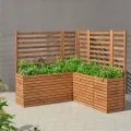Pflanzkübel Holz – imprägniert wetterfest – mit herausnehmbarem Kunststoffeinsatz – Pflanztopf Blumenkasten für Balkon Garten Terrasse (Horizontal-braun 36x36 H55 cm) - Thumbnail 4