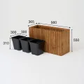 Pflanzkübel Holz – imprägniert wetterfest – mit herausnehmbarem Kunststoffeinsatz – Hochbeet Blumenkasten für Balkon Garten Terrasse (Vertikal-braun 98x36 H55 cm) - Thumbnail 3