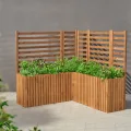 Pflanzkübel Holz – imprägniert wetterfest – mit herausnehmbarem Kunststoffeinsatz – Hochbeet Blumenkasten für Balkon Garten Terrasse (Vertikal-braun 98x36 H55 cm) - Thumbnail 4