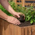 Pflanzkübel Holz – imprägniert wetterfest – mit herausnehmbarem Kunststoffeinsatz – Hochbeet Blumenkasten für Balkon Garten Terrasse (Vertikal-braun 98x36 H55 cm) - Thumbnail 6