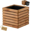 Pflanzkübel Holz – imprägniert wetterfest – mit herausnehmbarem Kunststoffeinsatz – Hochbeet Blumenkasten für Balkon Garten Terrasse (Vertikal-braun 98x36 H55 cm) - Thumbnail 7