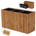 Pflanzkübel Holz – imprägniert wetterfest – mit herausnehmbarem Kunststoffeinsatz – Hochbeet Blumenkasten für Balkon Garten Terrasse (Vertikal-braun 98x36 H55 cm) - Thumbnail 1