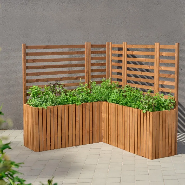Pflanzkübel Holz – imprägniert wetterfest – mit herausnehmbarem Kunststoffeinsatz – Hochbeet Blumenkasten für Balkon Garten Terrasse (Vertikal-braun 67x36 H55 cm) – Bild 4