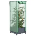 Hochbeet mit Gewächshaus-Aufsatz Pflanzkasten mit Gewächshaus Blumenbeet Pflanzenbeet Gartenbeet Gemüsebeet Kräuterbeet Blumenkasten Frühbeet für Garten Dunkelgrau 40x40x123 cm PP - Thumbnail 1