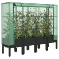 Hochbeet mit Gewächshaus-Aufsatz Pflanzkasten mit Gewächshaus Kräuterbeet Blumenbeet Frühbeet für Garten Pflanzenbeet Anzuchtbeet Gartenbeet Gemüsebeet Wetterfest Schwarz 160x40x140 cm PP - Thumbnail 1