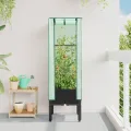 Hochbeet mit Gewächshaus-Aufsatz Frühbeet für Garten Pflanzkasten mit Gewächshaus Kräuterbeet Blumenbeet Pflanzenbeet Anzuchtbeet Gartenbeet Gemüsebeet Wetterfest Schwarz 40x40x140 cm PP - Thumbnail 3