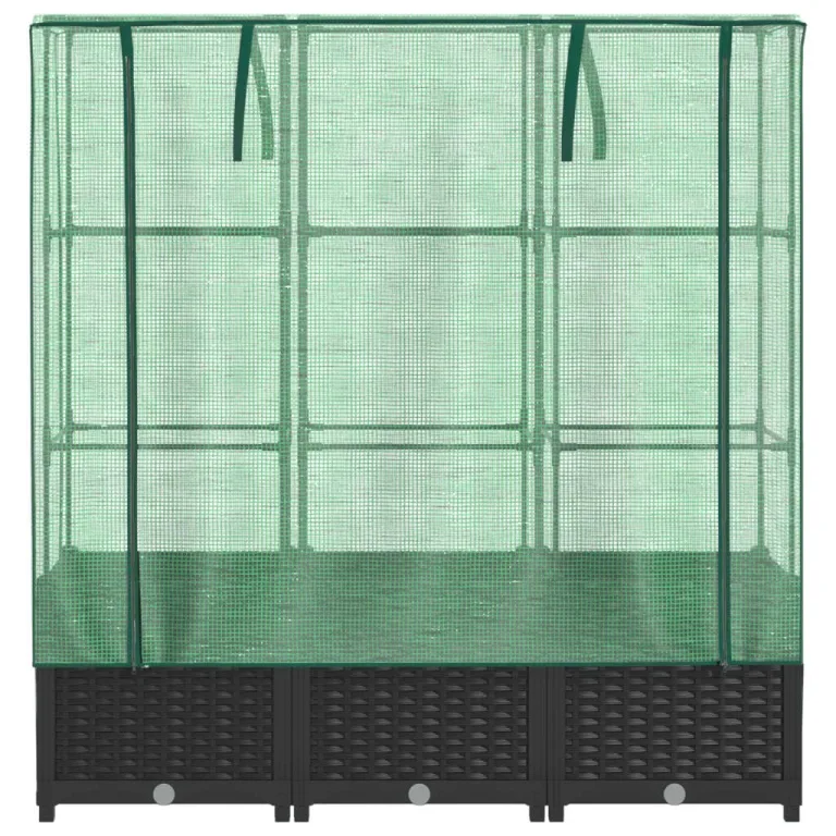 Hochbeet mit Gewächshaus-Aufsatz Gartenbeet Gemüsebeet Wetterfest Kräuterbeet Frühbeet für Garten Pflanzkasten mit Gewächshaus Blumenbeet Pflanzenbeet Anzuchtbeet Schwarz 120x40x138 cm PP – Bild 4