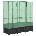 Hochbeet mit Gewächshaus-Aufsatz Gartenbeet Gemüsebeet Wetterfest Kräuterbeet Frühbeet für Garten Pflanzkasten mit Gewächshaus Blumenbeet Pflanzenbeet Anzuchtbeet Schwarz 120x40x138 cm PP - Thumbnail 2