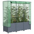 Hochbeet mit Gewächshaus-Aufsatz Blumenkasten Frühbeet für Garten Pflanzkasten mit Gewächshaus Kräuterbeet Blumenbeet Pflanzenbeet Gartenbeet Gemüsebeet Dunkelgrau 80x40x140 cm PP - Thumbnail 10