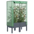 Hochbeet mit Gewächshaus-Aufsatz Blumenkasten Frühbeet für Garten Pflanzkasten mit Gewächshaus Kräuterbeet Blumenbeet Pflanzenbeet Gartenbeet Gemüsebeet Dunkelgrau 80x40x140 cm PP - Thumbnail 1