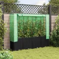 Hochbeet mit Gewächshaus-Aufsatz Kräuterbeet Frühbeet für Garten Pflanzkasten mit Gewächshaus Blumenbeet Pflanzenbeet Anzuchtbeet Gartenbeet Gemüsebeet Wetterfest Schwarz 160x40x153 cm PP - Thumbnail 3