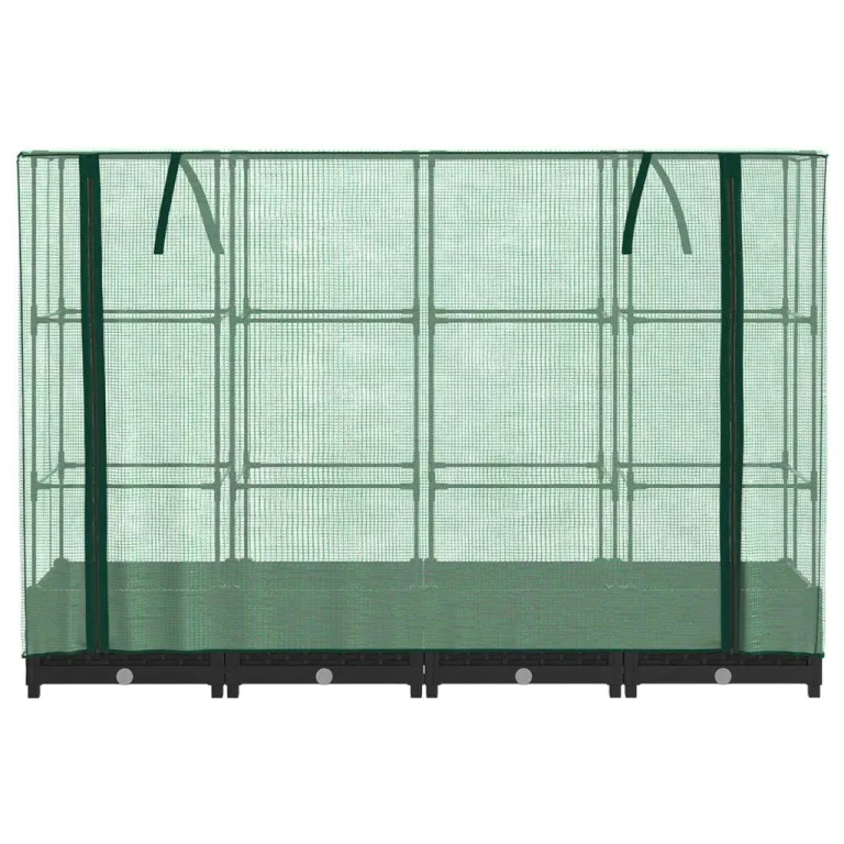 Hochbeet mit Gewächshaus-Aufsatz Anzuchtbeet Pflanzkasten mit Gewächshaus Gartenbeet Gemüsebeet Wetterfest Kräuterbeet Frühbeet für Garten Blumenbeet Pflanzenbeet Schwarz 160x40x123 cm PP – Bild 4
