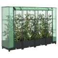 Hochbeet mit Gewächshaus-Aufsatz Anzuchtbeet Pflanzkasten mit Gewächshaus Gartenbeet Gemüsebeet Wetterfest Kräuterbeet Frühbeet für Garten Blumenbeet Pflanzenbeet Schwarz 160x40x123 cm PP - Thumbnail 1