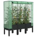 Hochbeet mit Gewächshaus-Aufsatz Pflanzenbeet Anzuchtbeet Pflanzkasten mit Gewächshaus Gartenbeet Gemüsebeet Wetterfest Kräuterbeet Frühbeet für Garten Blumenbeet Schwarz 120x40x123 cm PP - Thumbnail 9