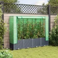 Hochbeet mit Gewächshaus-Aufsatz Gemüsebeet Kräuterbeet Blumenkasten Frühbeet für Garten Pflanzkasten mit Gewächshaus Blumenbeet Pflanzenbeet Gartenbeet Dunkelgrau 160x40x138 cm PP - Thumbnail 3