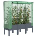 Hochbeet mit Gewächshaus-Aufsatz Gemüsebeet Kräuterbeet Blumenkasten Frühbeet für Garten Pflanzkasten mit Gewächshaus Blumenbeet Pflanzenbeet Gartenbeet Dunkelgrau 160x40x138 cm PP - Thumbnail 9