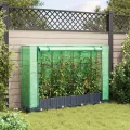 Hochbeet mit Gewächshaus-Aufsatz Pflanzkasten mit Gewächshaus Gartenbeet Gemüsebeet Kräuterbeet Blumenkasten Frühbeet für Garten Blumenbeet Pflanzenbeet Dunkelgrau 160x40x123 cm PP - Thumbnail 3