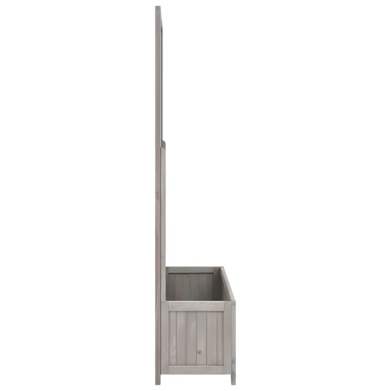 Garten-Spalier mit Blumenkasten Kräuterbeet Frühbeet für Garten Pflanzgefäß für Draußen Pflanztopf Blumenbeet Pflanzenbeet Gartenbeet Grau 70x30x135 cm Massives Tannenholz – Bild 3