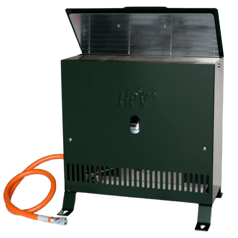 Gewächshausheizung 4kW mit Thermostat und Piezozündung für Wandmontage oder im Stand montierbar Gasheizer inkl. Schlauch HPV made in Germany Frostwächter (Ohne Druckminderer) – Bild 1