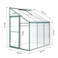 Anlehngewächshaus Tomatenhaus 181x122x195cm Aluminium Beistell-Gewächshaus, Treibhaus Gartenhaus Frühbeet Ohne Rückwand, Winterfest Klein, Minigewächshaus, 2.2m², Grün - Thumbnail 3