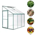 Anlehngewächshaus Tomatenhaus 181x122x195cm Aluminium Beistell-Gewächshaus, Treibhaus Gartenhaus Frühbeet Ohne Rückwand, Winterfest Klein, Minigewächshaus, 2.2m², Grün - Thumbnail 6