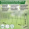 TTL GARDEN Peak XXXL 600 Folientunnel & Tunnelbogen - Pflanztunnel mit Folie, Beetabdeckung für große Pflanzen 2m hoch, 1,20m breit, 6m lang, Folien Tunnel Bögen System, Stahl rostfrei Tomaten Bohnen - Thumbnail 2
