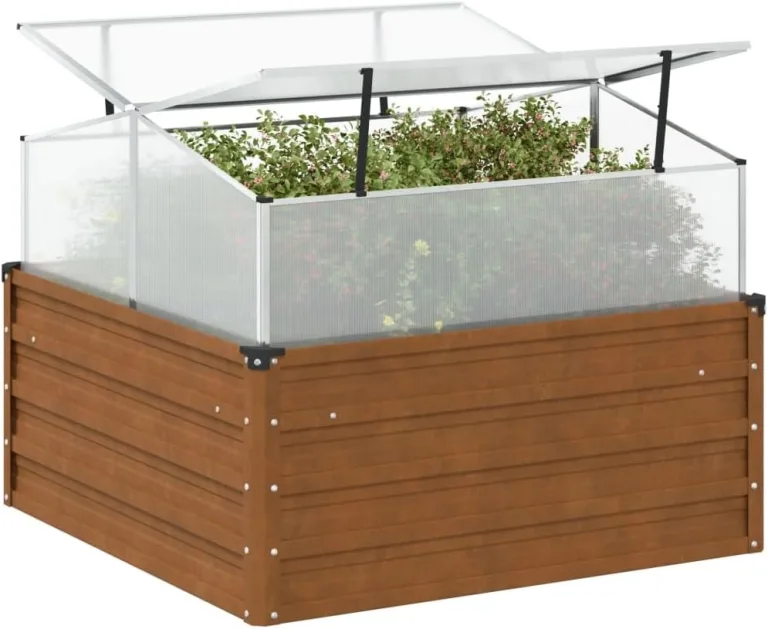 vidaXL Hochbeet mit Gewächshausaufsatz Cortenstahl, Pflanzkübel, Pflanzgefäß, Pflanzkasten, Blumenkübel, Blumenkasten, Outdoor Pflanzkübel – Bild 3