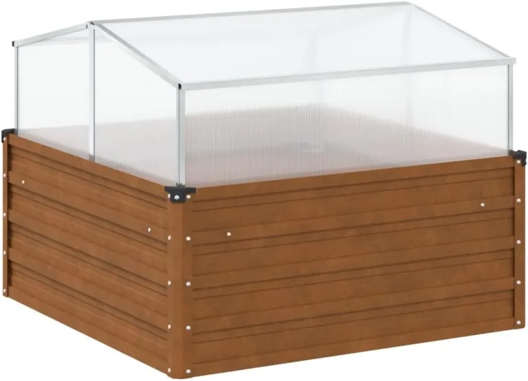 vidaXL Hochbeet mit Gewächshausaufsatz Cortenstahl, Pflanzkübel, Pflanzgefäß, Pflanzkasten, Blumenkübel, Blumenkasten, Outdoor Pflanzkübel – Bild 1