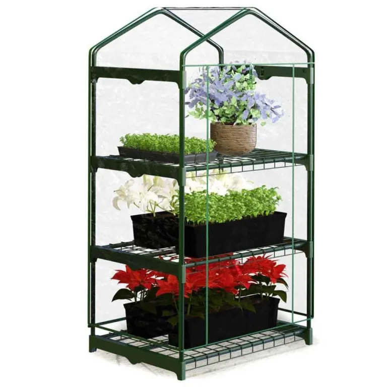 Gewächshaus Foliengewächshaus Gartengewächshäus Stabil Tomatenhaus 195 x 140 x 70 cm Regal Garten Balkon Grün Transparent – Bild 6