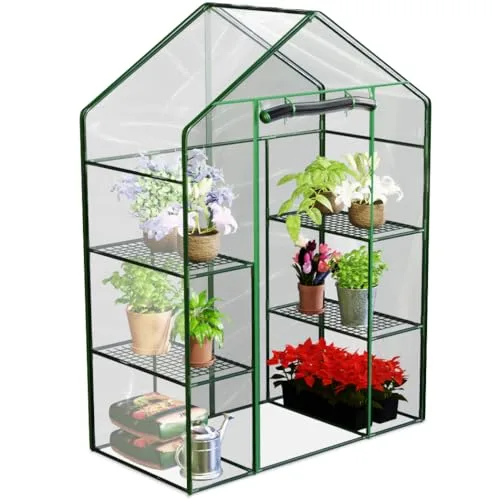 Gewächshaus Foliengewächshaus Gartengewächshäus Stabil Tomatenhaus 195 x 140 x 70 cm Regal Garten Balkon Grün Transparent – Bild 8