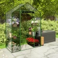 Gewächshaus Foliengewächshaus Gartengewächshäus Stabil Tomatenhaus 195 x 140 x 70 cm Regal Garten Balkon Grün Transparent - Thumbnail 5