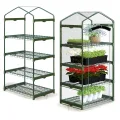 Gewächshaus Foliengewächshaus Gartengewächshäus Stabil Tomatenhaus 195 x 140 x 70 cm Regal Garten Balkon Grün Transparent - Thumbnail 7