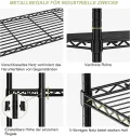 KZOBYD Lagereinheit mit 5 höhenverstellbaren Regalböden, 500 kg belastbar, Standregal aus Metall, 5 Ablage Schwerlastregal, Metallregal Küchenregal Garagenregal Lagerregal (Schwarz, 115 x 45 x 180 cm) - Thumbnail 6
