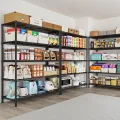 KZOBYD Lagereinheit mit 5 höhenverstellbaren Regalböden, 500 kg belastbar, Standregal aus Metall, 5 Ablage Schwerlastregal, Metallregal Küchenregal Garagenregal Lagerregal (Schwarz, 115 x 45 x 180 cm) - Thumbnail 7