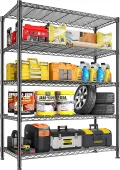 KZOBYD Lagereinheit mit 5 höhenverstellbaren Regalböden, 500 kg belastbar, Standregal aus Metall, 5 Ablage Schwerlastregal, Metallregal Küchenregal Garagenregal Lagerregal (Schwarz, 115 x 45 x 180 cm) - Thumbnail 1