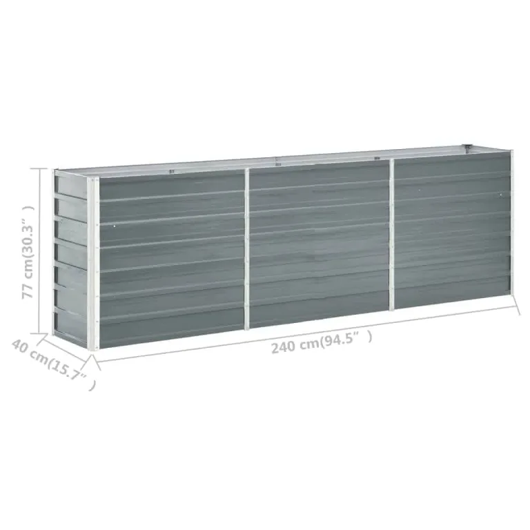 Myheimly Hochbeet Verzinkter Stahl Gartenbeet Pflanzbeet Frühbeet Pflanzkasten Blumenkasten Blumenbeet 240x40x77 cm Grau – Bild 6