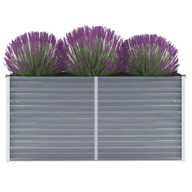 Myheimly Hochbeet Verzinkter Stahl Gartenbeet Pflanzbeet Frühbeet Pflanzkasten Blumenkasten Blumenbeet 240x40x77 cm Grau – Bild 9