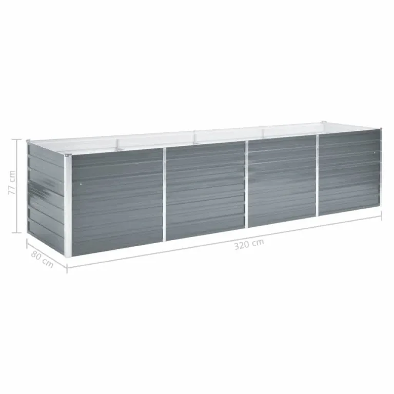 Myheimly Garten-Hochbeet Verzinkter Stahl Gartenbeet Pflanzbeet Frühbeet 320x80x77 cm Grau – Bild 7