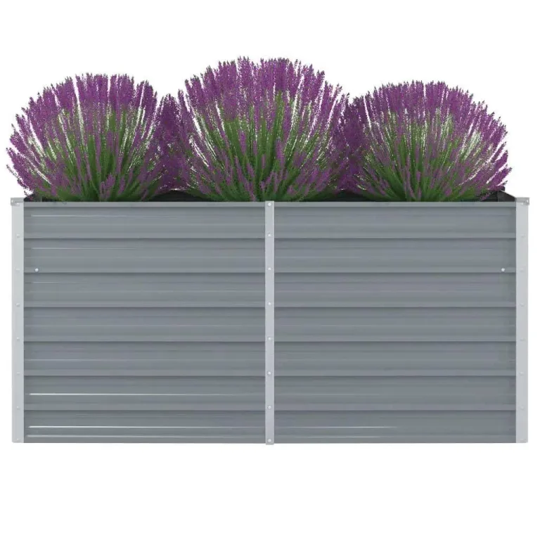 Myheimly Garten-Hochbeet Verzinkter Stahl Gartenbeet Pflanzbeet Frühbeet 240×40×45 cm Grau – Bild 10