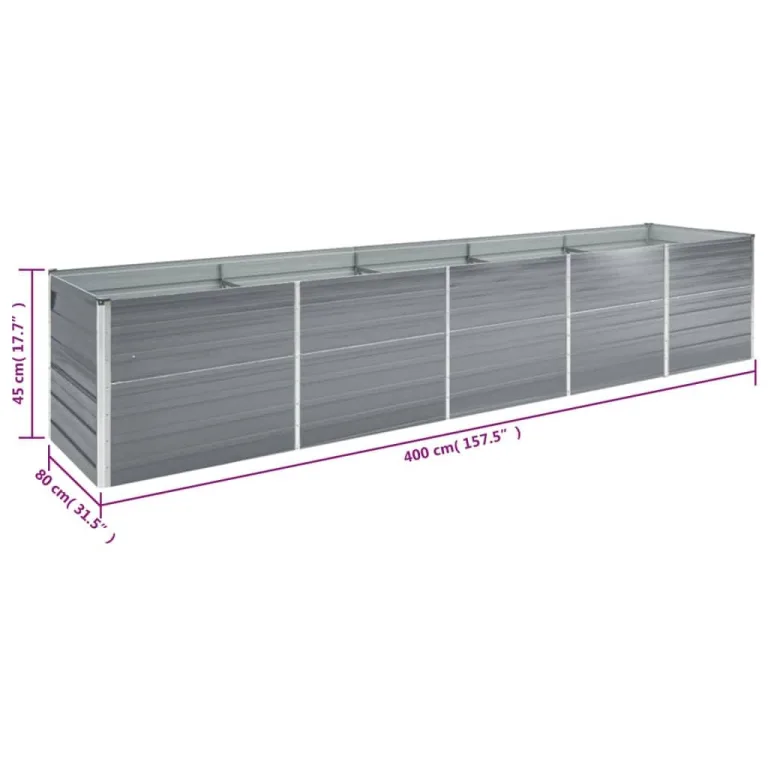 Myheimly Garten-Hochbeet Verzinkter Stahl Gartenbeet Pflanzbeet Frühbeet 400x80x45 cm Grau – Bild 6