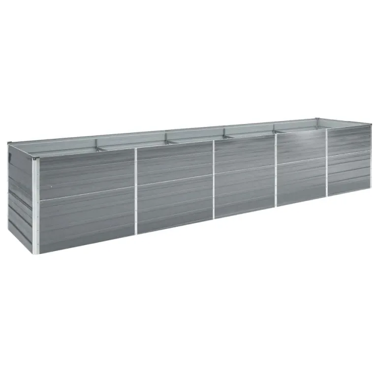 Myheimly Garten-Hochbeet Verzinkter Stahl Gartenbeet Pflanzbeet Frühbeet 400x80x45 cm Grau – Bild 7