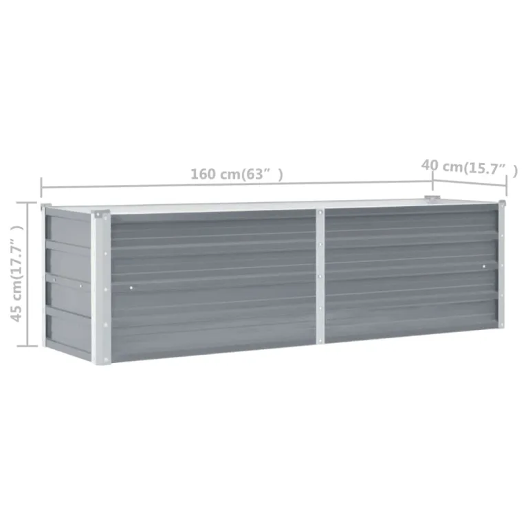 Myheimly Garten-Hochbeet Verzinkter Stahl Gartenbeet Pflanzbeet Frühbeet 160x40x45 cm Grau – Bild 7