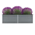 Myheimly Garten-Hochbeet Verzinkter Stahl Gartenbeet Pflanzbeet Frühbeet 160x40x45 cm Grau - Thumbnail 1