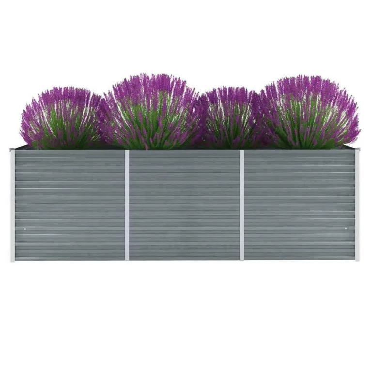 Myheimly Hochbeet 320 x 40 x 77 cm Verzinkter Stahl Gartenbeet Pflanzbeet Frühbeet Grau – Bild 8