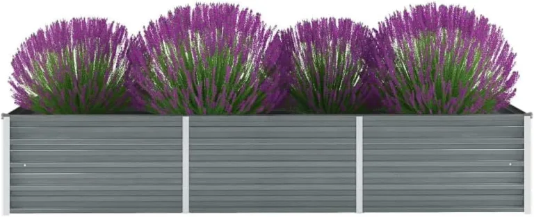 Garten-Hochbeet Verzinkter Stahl Gartenbeet Pflanzbeet Frühbeet 240x80x45 cm Grau – Bild 1