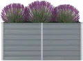 Hochbeet 160 x 80 x 77 cm Verzinkter Stahl Gartenbeet Pflanzbeet Frühbeet Grau - Thumbnail 1